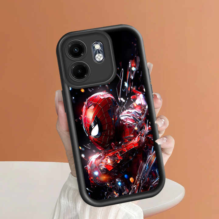 For Infinix Smart 9 Hot 50i Back Cover Spider-Man Pattern Mobile Cover Soft Square Ladder Silicone Phone Case
