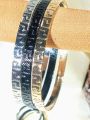 Elegant Three-Tone Bangles & Rings Set– Gold, Silver, & Black Bangles Fashion Hand Jewelry. 