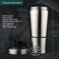 Stainless Steel Protein Shaker with Mixing Ball, Fitness Sport bottle. 