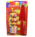 CAKE DECORATION CANDLE WITH PLASTIC KNIFE ( PACK OF 24 CANDLES WITH STAND ). 
