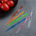 Elegant Plastic Flatware Home Dining Utensils Colorful Party Skewers Transparent Dessert Picks Disposable Plastic Fruit Forks. 
