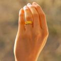 Gold Love Ring in 18k Yellow Gold Stainless Steel Life Time Color Warranty For Boys/Girls. 