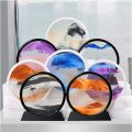 Moving Sand Art Picture Round Glass 3D - Sand Art Painting Glass Sandscape in Motion - Hourglass Moving Sand Frame Display - Gift Home Decor - Relax Crafts gift - Christmas Decor. 