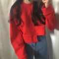 【ALLGOOD】 Korean Fashion Hong Kong Wind Chic Harajuku Style Autumn Dress Short Open Umbilical Head Thickened Long-Sleeved Wardrobe Top Female Han. 