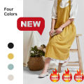 【Amnber Berry Mall】1pc Women Bib Apron Linen Sleeveless Pinafore Dress Home Cooking Florist ing Apron High. 