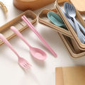 Food Fork Spoon Set Portable Eco-friendly Cutlery Set with Box Ideal for Students Office Workers in Southeast Asia. 
