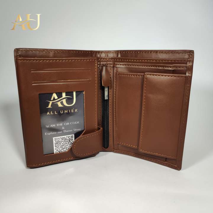 Genuine Leather Wallet for Men Pure Original Cow Leather Trifold Coin Purse Bag Card Holder 17 Pocket Long Wallet for Mens Boys Women Black Brown Coffee