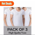Men's Cotton Vest - Pack of 3 - with Half Sleeves, Bunyan for Men White Summer Collection. 