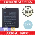 Xiaomi Mi A1 Battery  Xiaomi Mi 5X Battery BN31 Replacement Premium Quality 3080mAh For Xiaomi Mi A1  Xiaomi Mi 5X. 
