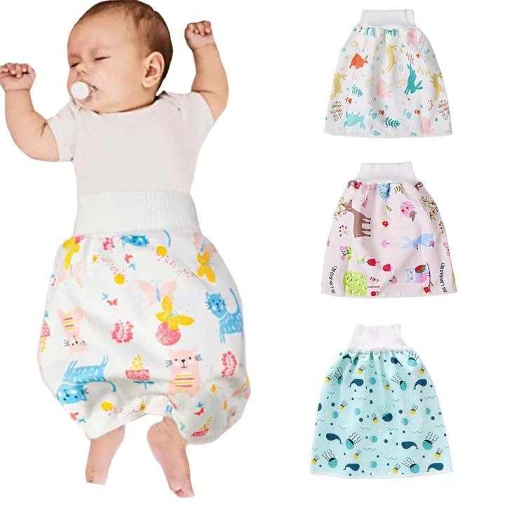 【HOT】 Baby Waterproof Diaper Skirt For Potty Training Baby Comfy Diaper Short For Boys And Girls Sleeping Bedclothes Night Time