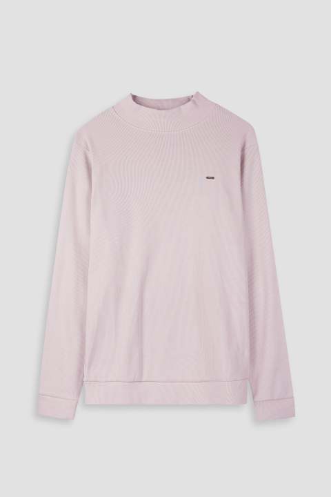 Ribbed Slim-Fit Mock Neck