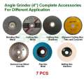 Angle Grinder Complete Accessories, 4 , Different Application, 7 pcs. 