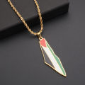 Qifei 18K Gold Stainless Steel Palestine Map Flag Pendant Necklace for Women and Man. 