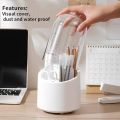 Upgrade your vanity with our Makeup Brush Holder – a sophisticated 360° Rotating Organizer. The clear cover and 5 compartments add glamour to your cosmetics storage, keeping essentials organized with ease. Elevate your beauty routine!. 