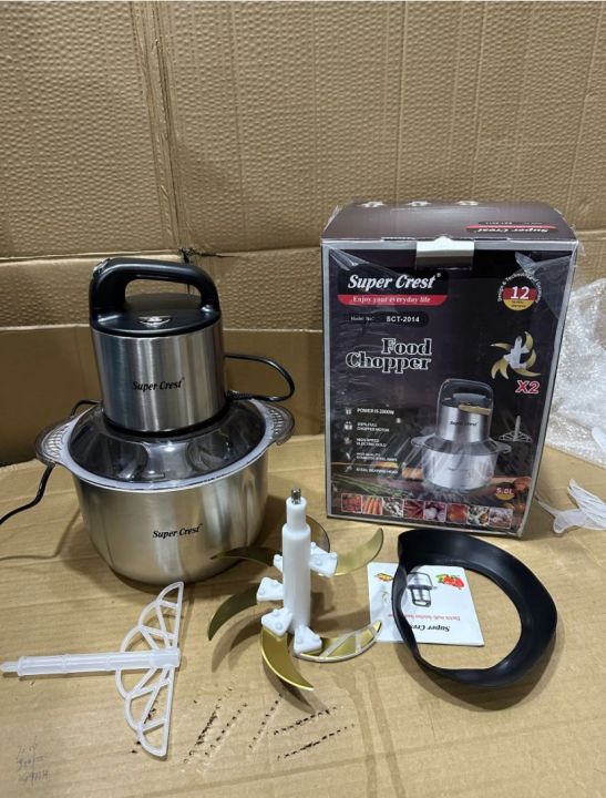 Electric Chopper, 5 Liter Meat Grinders With Stainless Steel Bowl Heavy 2000W Motor - 6 Dual Blades| Multifunctional Cooking Machine for Chop, Mince, Puree, Peel Fruit, Beating Eggs and Nuts | For Kitchen Food Processor, Meat, Vegetables, Onion, Mince, |