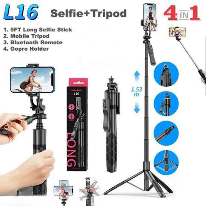 L16 Wireless Selfie Stick Tripod Stand Foldable Monopod for Cameras Smartphones Balance Steady Live Recording