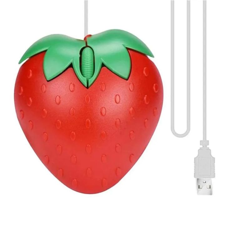 3D Mini Cute Cartoon Strawberry Wired Mouse USB Optical Mice For Laptop Computer Gamer Girl Strawberry Computer Mouse Gaming