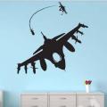 Modern Air Force Fighter Plane Wall Sticker self adhesive decal vinyl  for boys, girl, students, office, business, restaurants, interior, home decor decoration - Black color- 4 x 2 feet. 