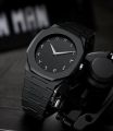 Black Arabic Aura Watch for Men Stylish Luxury Watch Arabic Dial Quartz Movement Unisex Fashion Watch with Arabic Numerals Fiber Chain Butterfly Clasp Premium Business Casual Wrist Watch. 