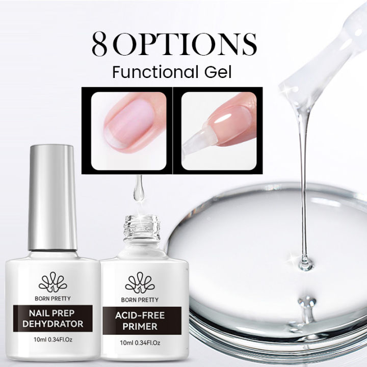 BORN PRETTY Nail Prep Dehydrator Acid Free Primer Natural Dry Nail Dehydrate Bond Primer Soft Nail Tips Gel Nail Functional Gel