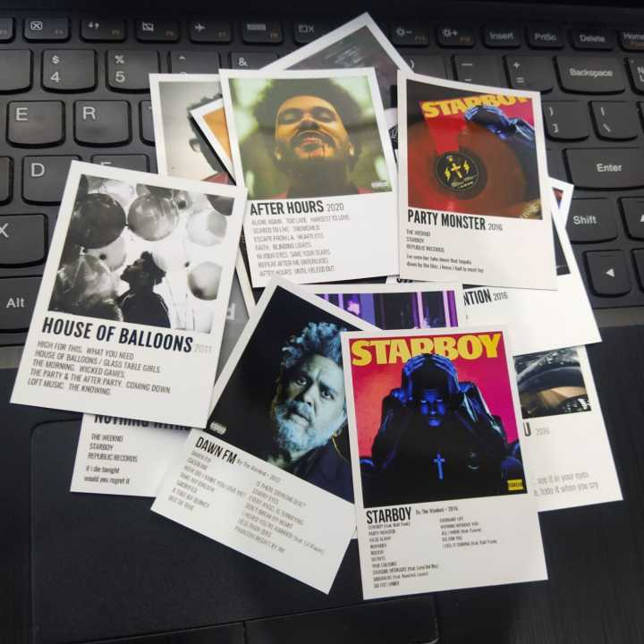 15 pcs THE WEEKND POSTER CARDS polaroids pack based on the famous top singer of the world the weeknd polaroids dawn fm starboy stargirl  the triology aesthetic gangster polaroids