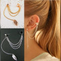 1 Piece Fashion Ear Clip Leaf Tassel Punk Earrings Jewellery For Girls. 