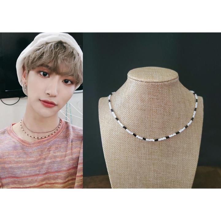 Kpop Atiny ATEEZ Songhwa Hongjoong Mingi Beads Necklace Idol Same Choker Youth Group Bangle for Women Men Gift Jewelry