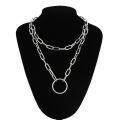 90s Double Layer Chain Necklace With Lock Women/men Rock Padlock Pendant Necklace Vintage Emo Grunge Goth Jewelry. 