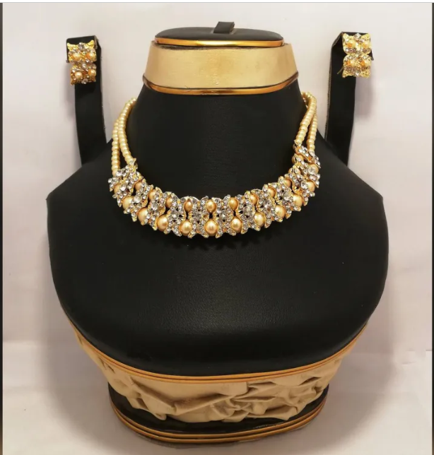 Artificial Gold Necklace Set-Fancy Jewelry Box Free-Beautiful Gift Pack