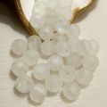 100pcs Frosted White 8mm Craft Beads – Round Stones for Jewelry, Sewing & DIY Decoration. 