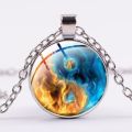 Tai Ji Yin Yang Pendant Necklace Classic Black White Chinese Sign Glass Gem Necklace Cat Paw Silver Plated. 