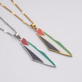 Qifei 18K Gold Stainless Steel Palestine Map Flag Pendant Necklace for Women and Man. 