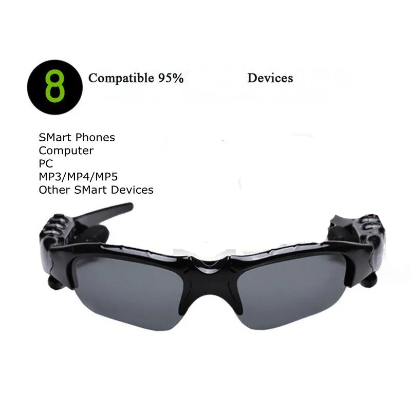 Stereo Earphones Wireless Headset with Mic Glasses Sunglasses for