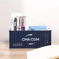 Multi-Function Ornaments :30 Shipping Container Pen Holder Creative Desktop Stationery Storage Box Decorative Business Card Organizer Model Box Gift. 