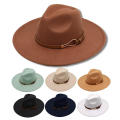 New Large Wide Brim Classic Fedora Hat Unisex Wool Felt Hat British Belt Jazz Men Hat Autumn Winter Women Trilby Dress Hat. 