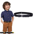 Kids Elastic Adjustable Belts, Stretch Belts for Boys and Girls with Leather Closure - Black. 