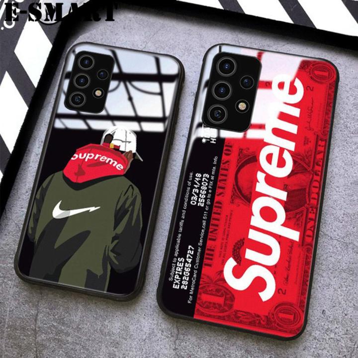 Supreme Phone Case Samsung Galaxy A52 Back Cover Tempered Glass Protector Mirror Cases SUP Superme Supreme Design Samsung Galaxy A52 Case