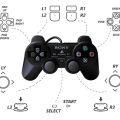 PlayStation PS2 Dual shock 2 Wired Controller- Black. 