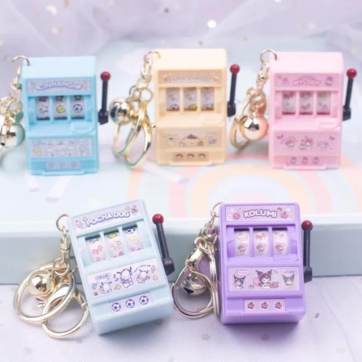 Sanrio Casino Game Console Anime KeyChain Melody Kuromi Cinnamoroll Cute Fashion Simulation Machine Keychain Kawaii Toy Gift