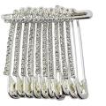 Fancy Golden Color Diamonds Designer Safety pin Saree pin one Side of Safety pin - Pack of 6. 
