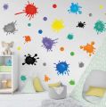 Multicolor Paint Wall Decal Splatter and Splotches Art Sticker for Smooth Surfaces Nursery Playroom Bedroom. 