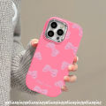 Cartoon Doodle Pink Bow Case for Oppo A17K A17 A60 A35 A57 A15 A16 A18 A7 A53 A38 A55 A58 A11 A12 A5 A5s A54 A76 A78 A79 A77 A74 A15s A9 A98 A52 A3s Reno 5 5F 4F Plating Metal Case. 