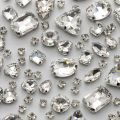 130 PCS Glass Rhinestones Sew on Rhinestones DIY Craft Jewelry Making Mixed Shapes Crystal Clear Rhinestones for Crafts Flatback Silver Claw Rhinestone Applique Shoes. 