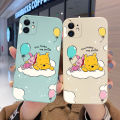 JIUMOO for OPPO A95 4G Case Fashion Tide Cartoon Cute Winnie The Pooh Aesthetic Thin New Design Phone Case Side Square Edge Protection Softcase Pattern Silicone Casing Cover Shockproof Cases. 