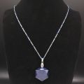2022 Hexagram Blue Sandstone Stainless Steel Statement Necklace Women Silver Color Chain Necklace Jewelry collar mujer NG26S04. 