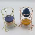 Metal cushion beauty storage rack, sponge puff egg holder, mineral antique crystal display rack. 