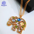 Golden Crystal Elephant Necklace Pendant for Girls Long Chain For Girls Best Gift With Box. 