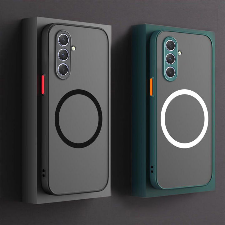 Matte Shockproof Armor Case for Magsafe Magnetic Wireless Samsung Galaxy S24 FE S24FE Sumsung S 24FE 24 FE 5G Hard PC Back Cover