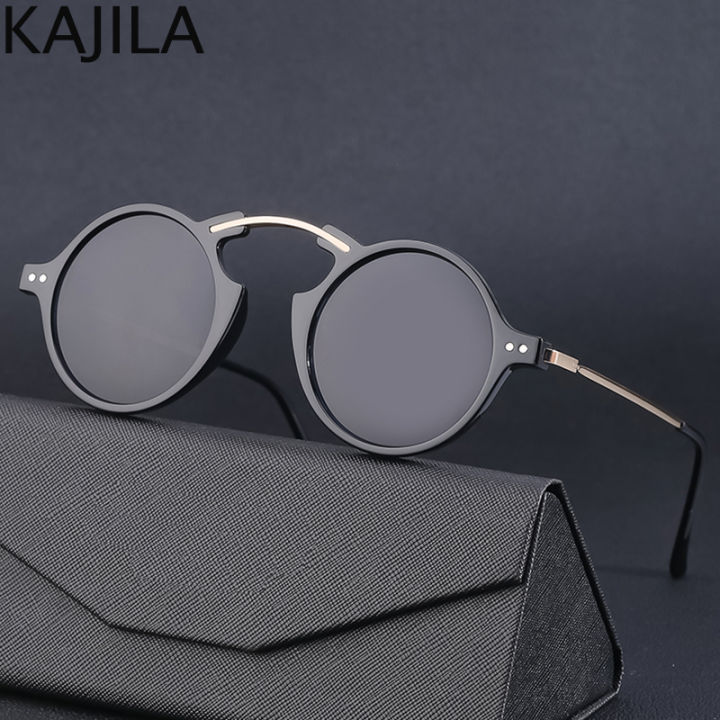 Vintage Small Round Steampunk Sunglasses Men 2024 Luxury Brand Punk Sun Glasses For Women With A Case Gaming Computer Eyeglass