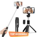 Bluetooth R1S Remote Tripod and Selfie Stick For Mobile Phone in Black Color. 